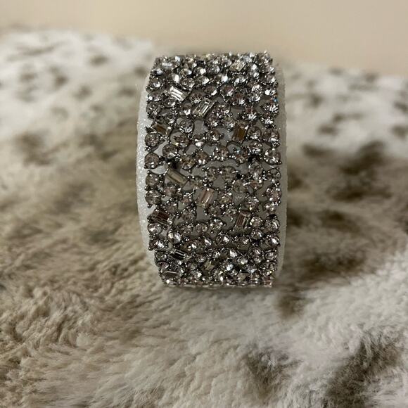 INC - Wide Crystal Cluster Stretch Bracelet, Created for Macy's - Silver - Picture 5 of 6